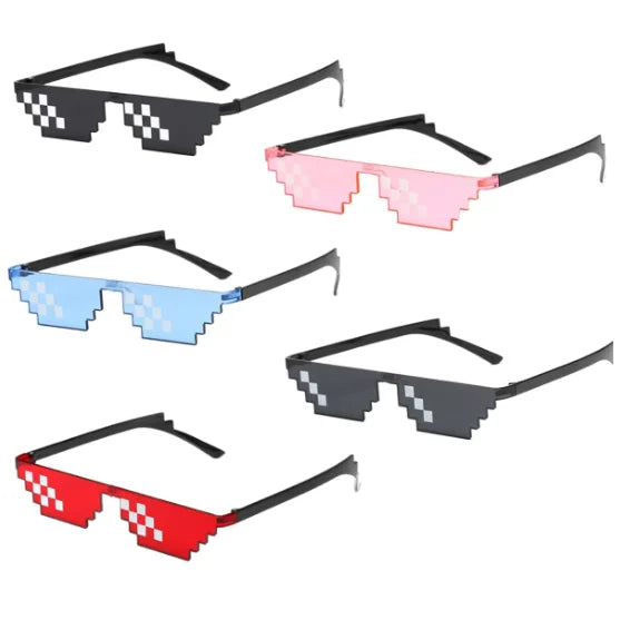 Novelty Fashion Party Sunglasses for Men 8 Bit Style Pixel Mosaic Vintage Eyewear Pixelated Funny Mosaic Glasses