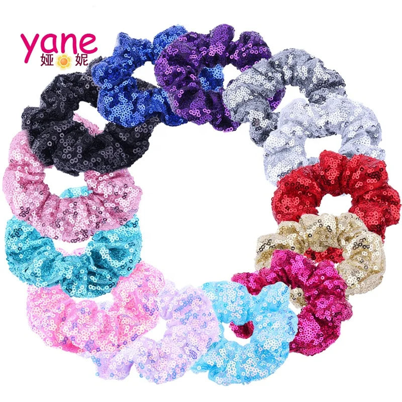 Fashion Hair Bands About Sequin Hair Scrunchies Middle Size and Glitter Hair Tie for Lady and Girl