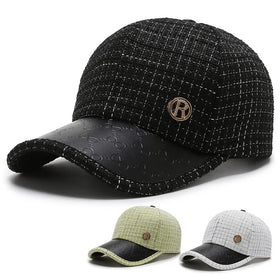 Female Korean Fashion Women Spring Autumn Winter Embossed Pu Leather Bill Warm Hat Street Black Baseball Hat Sports Cap