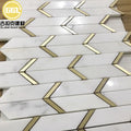 Calacatta Gold Marble Mix Brass Mosaic Tile in Arrows Shape for Kitchen Backsplash Decor