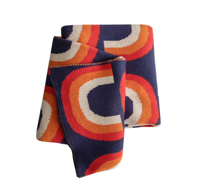 Afe T Decoration Throw Blanket Creative Rainbow Cotton for Sofa Knitted Living Room Polybag Wearable Modern Solid 100% Cotton
