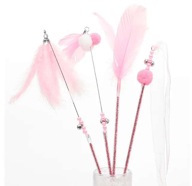 Funny Cute & Modern Interactive Cat Toy Turkey Feathers Teaser Bell Lifelike Plastic Material Sustainable Classic Carton Packing