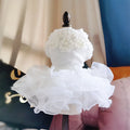 Fancy Mesh Lace Pearl Dog Dressing Wedding Skirt Princess Girl Dog Wedding Dress Vestido Para Perro Dog Fashion Dress