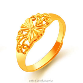 Brass Gold-Plated Ring Female Accessories Imitation Gold Ring Opening Small Love Flower Ring Wholesale Direct Sales