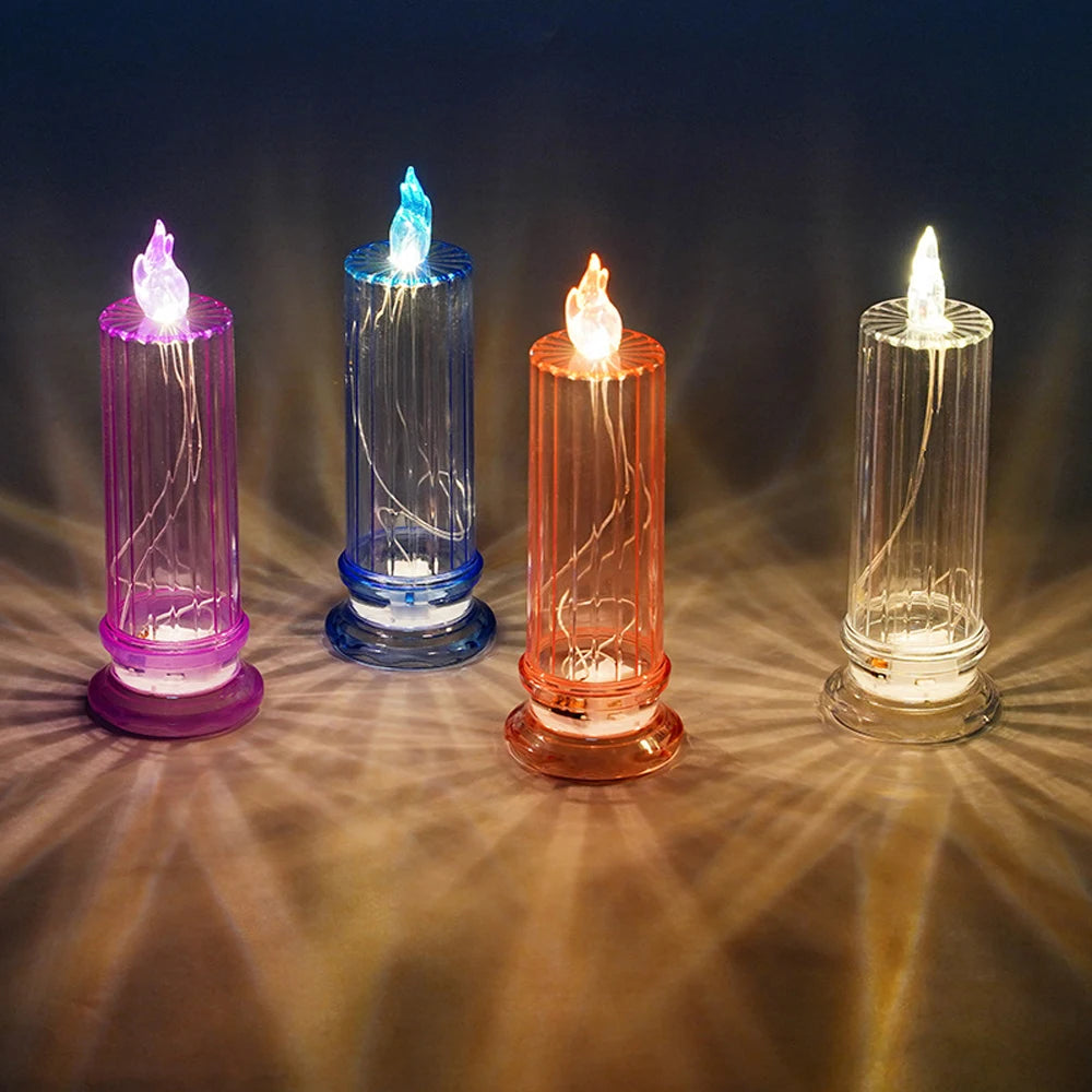 Rose Pattern Refraction Candle Light Wedding Birthday Christmas Festival Atmosphere Desk Candle Table Lamp