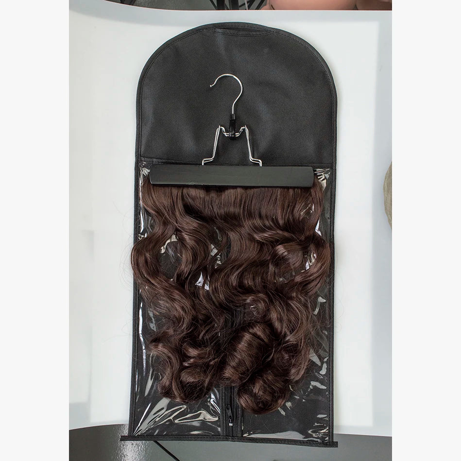 Customizable Wig Storage Bag With Hanger Hair Extension Travel Dustproof Garment Carrier Zipper Pouch for Hairpiece Display