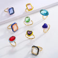 2022 New Collection Glass Enamel Ring Jewelry Colorful 18k Gold Plated Rings 5a Zircon Rings for Christmas Gifts