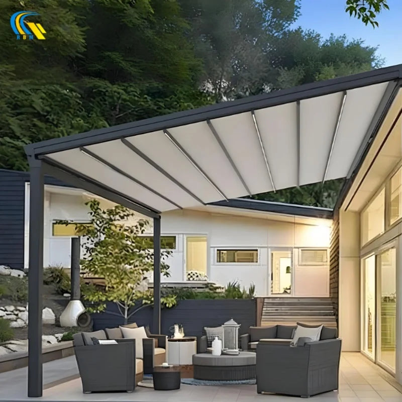 Hot Selling Modern Innovative Motorized Retractable Glass Roof for Balcony Shade Sail Solution for Outdoor Living Area & Sunroom