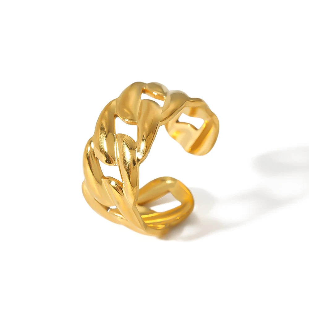 Wholesale New Fashion Jewelry Accessories Stainless Steel Link Chain Finger Ring Open Adjust Ring Curb Link Ring for Women