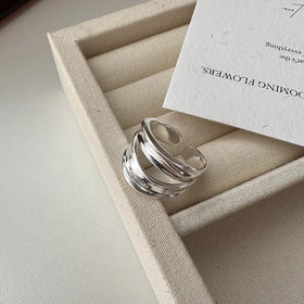French Retro 925 Sterling Silver Jewelry Heart Ring Gift Jewelry 18K Silver Open Ring for Women