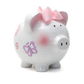 Creative Pink Butterfly Pattern Cute Handmade Ceramic Piggy Bank for Child Gifts Home Decoration Money Box