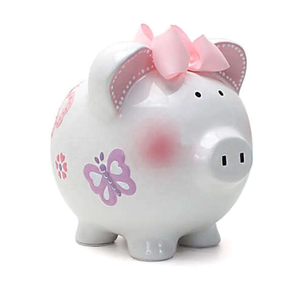 Creative Pink Butterfly Pattern Cute Handmade Ceramic Piggy Bank for Child Gifts Home Decoration Money Box