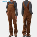 Multi Pocket American Style Casual Cargo Work Jeans Pants Corduroy Bib Overall Pants Straight Leg Dungaree Men