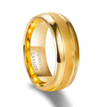 OLAN 8MM High Polished Edge Sandblasted Silver / Gold Plated Domed Tungsten Carbide Rings for Men Jewelry