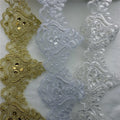 Pearl Beaded  Bridal Wedding Applique Lace  Trim for Edging Evening Dress