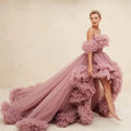 Sunshine Fluffy Off-the-shoulder Tulle Maternity Photography One-line Shoulder Mesh Train Short Front Long Back
