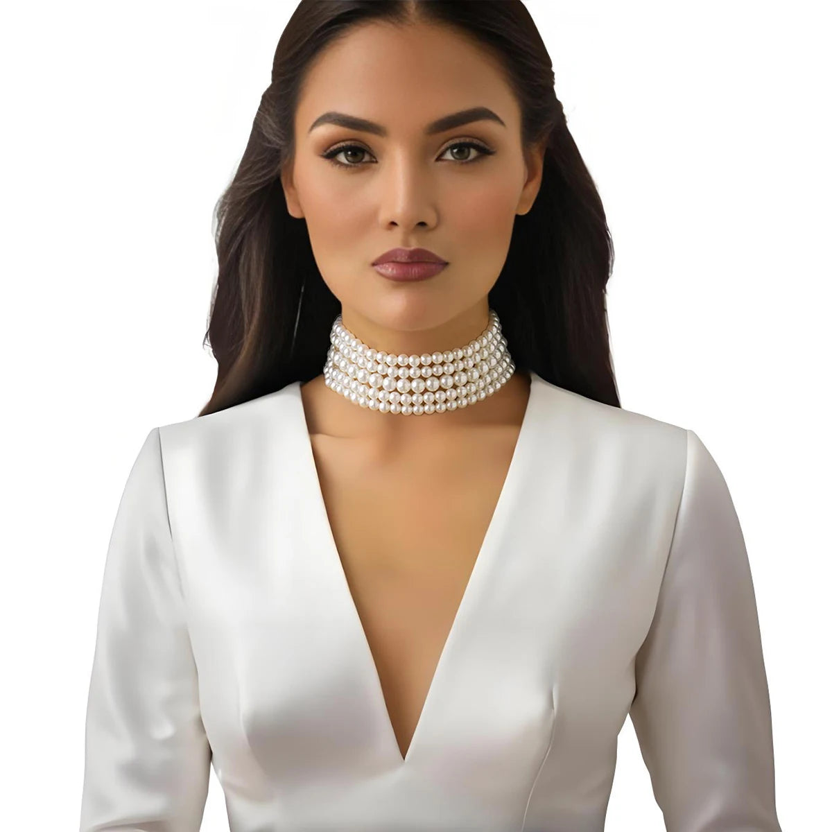 Multi Layered Pearl Beads Chunky Choker Necklace for Women Trendy Elegant Beaded Collar Accessories Fashion Jewelry Female Gifts