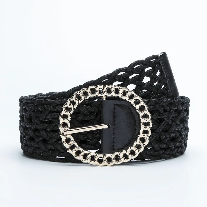 Women Belt With Cotton Strap Material Braided Waist Belt Women Skinny Dress Belt