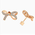 925 Sterling Silver Full Moissanite Diamond Stud Earrings Temperament Fashion Bow Earrings Square Screw Earrings for Women