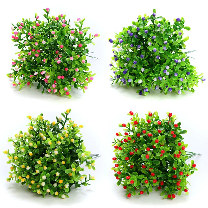 Hot Sale Single Stem Plastic Milan Flowers Artificial Milan Grass Plants for Home Decoration