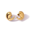 New Hot Selling 18K Gold Stainless Steel Jewelry Round Geometric Comma Bean Stud Earrings for Ladies Non Tarnish