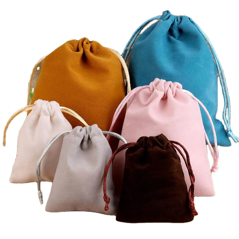 Wholesale Custom LOGO Velvet Pouch Packaging Drawstring Jewelry Velvet Bags for Gift