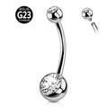 ASTM F136 G23 Titaniumg Piercing Internally Threaded Round CZ Navel Belly Button Rings 10-12-14mm Long for Women Men