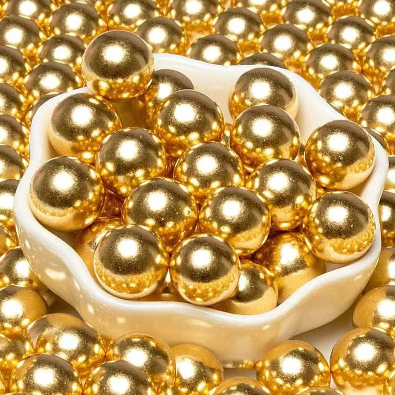 2mm 4mm 7mm 10mm 14mm Shiny Gold Color Round Sugar Beads Sprinkles for Bakery Decoration