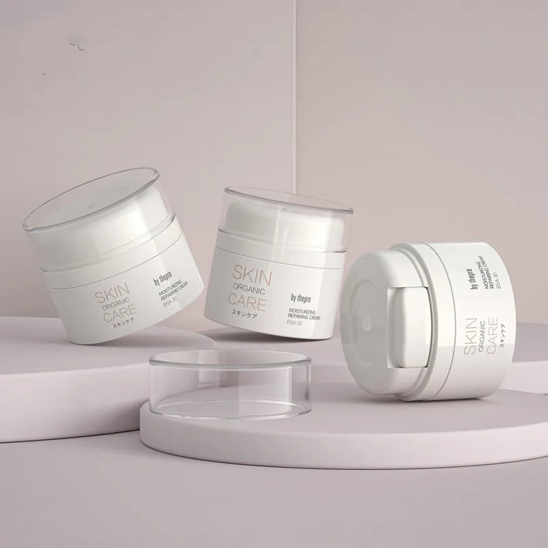 Custom logo New Design White Thicken Airless Jar Cosmetic Container 30ml 30g 50g and Bottle Inside Button New Airless Jar