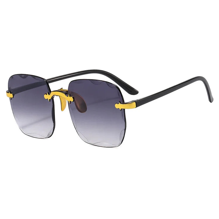 Wholesale Plastic Frame Cheap 2023 Rimless Sunglasses Luxury Trendy Shades Sunglasses Wholesale Women Fashion Sunglasses High Qu