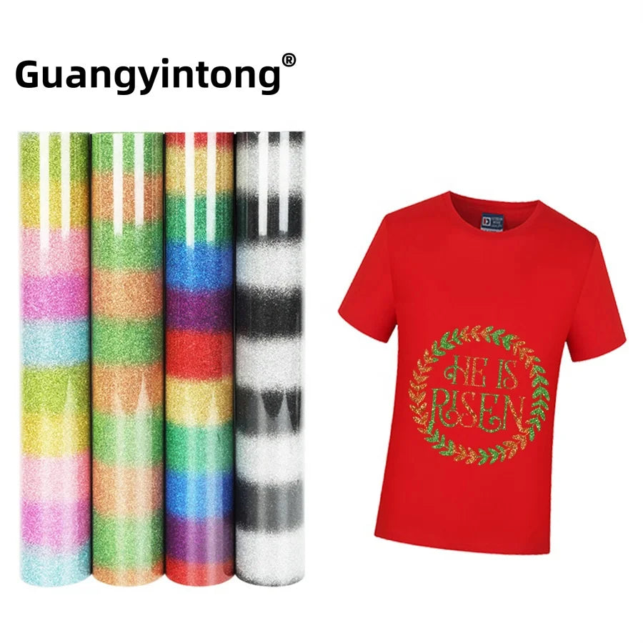 Guangyintong  PU Rainbow Glitter Series Patterned Heat Transfer Vinyl Heat Transfer Vinyl Custom Htv Vinyl