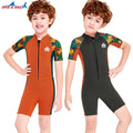 DIVE & SAIL Kids 2.5MM Warm Swimsuit Neoprene Shorty Front Zip Swimming Diving Surfing Wet Suit Boys One Piece Short Wetsuit