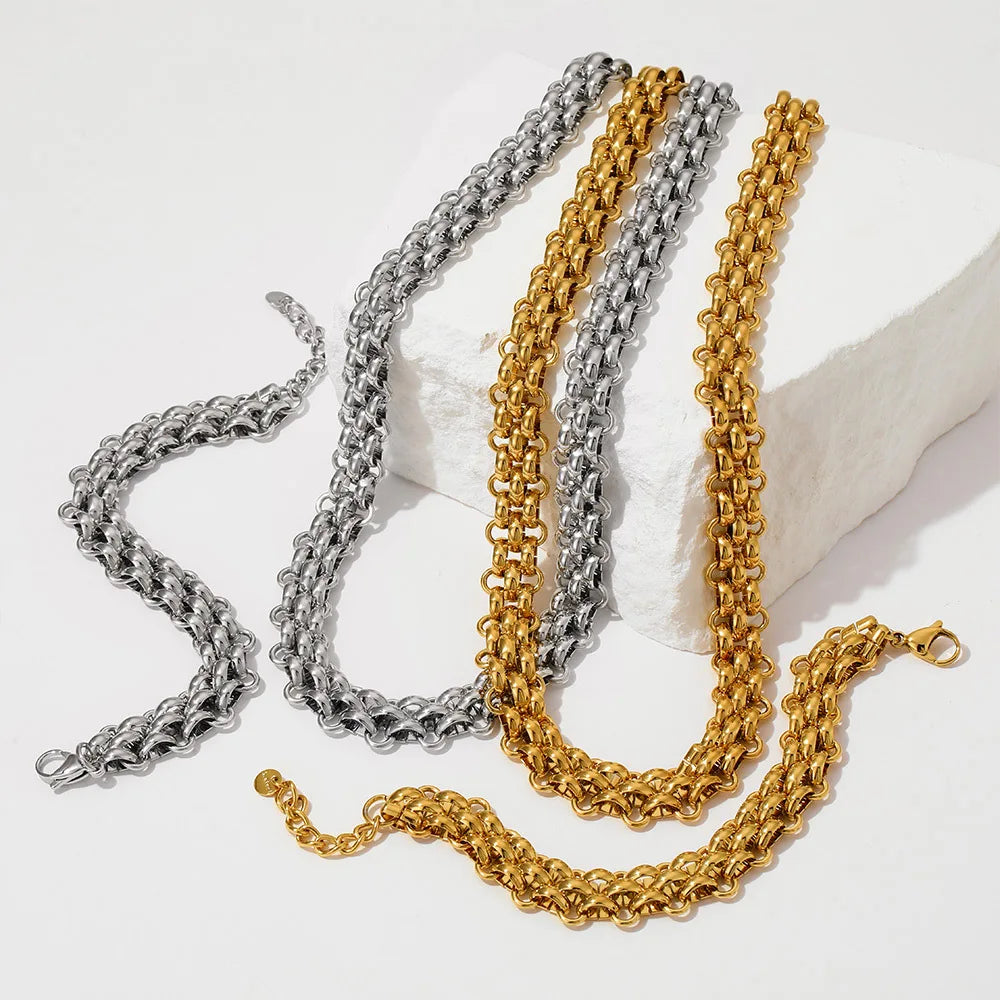 Wholesale Fashion Jewelry Cuban Stainless Steel Bracelet Gold Plated Chain Bracelet for Women