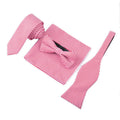 A Set of Four Pieces Red White Striped Cotton Men Ties Necktie Cravattes Pocket Square Bowtie Set