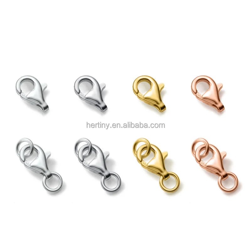 10pcs Per Set Rose Gold Plated Sterling Silver 925 Oval Lobster Clasp DIY Jewelry Accessories