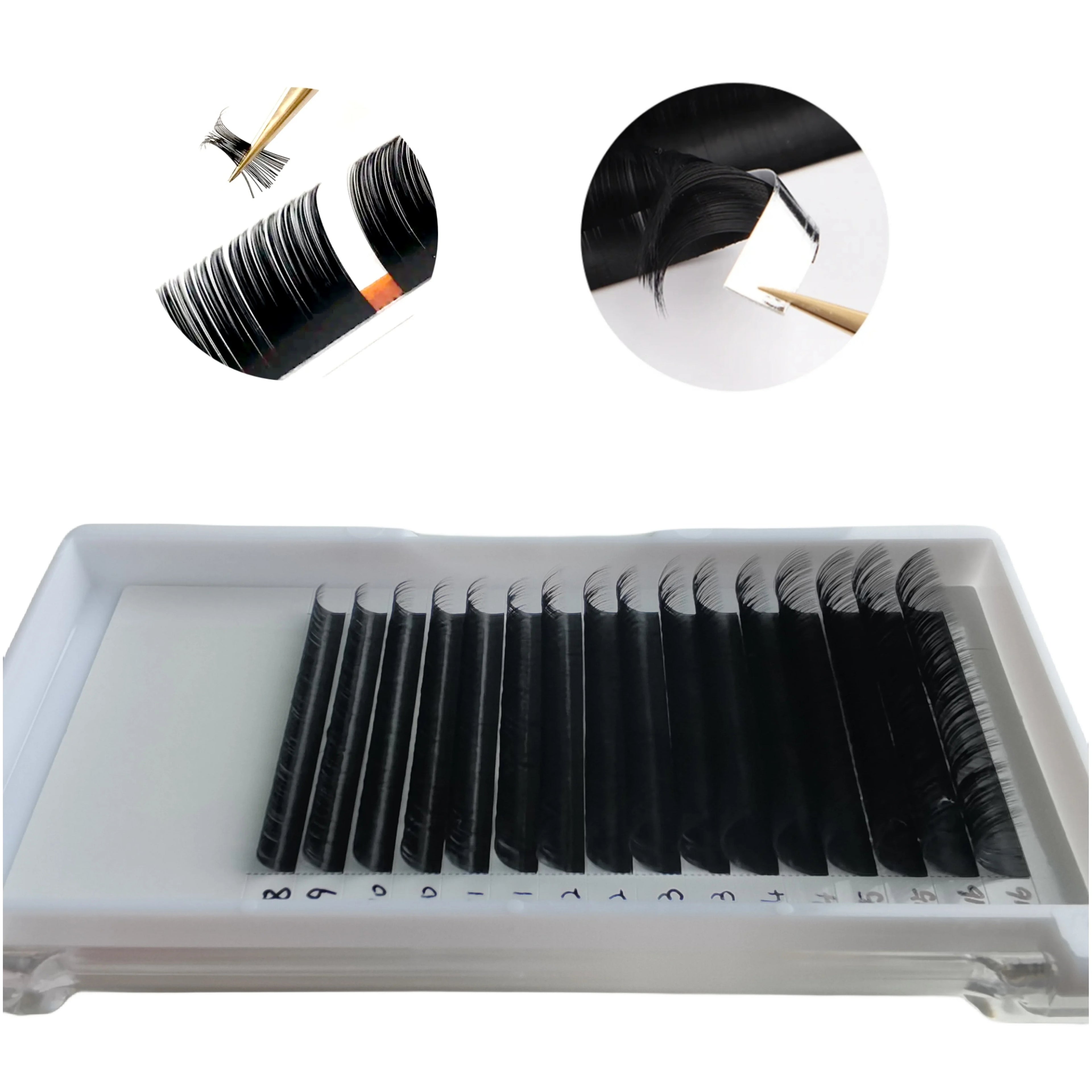 0.02mm Russian Volume Eyelash Extension 6-25mm Lash Trays c d Fluffy Cashmere Matte Black Soft Long Individual Eyelash Supplies