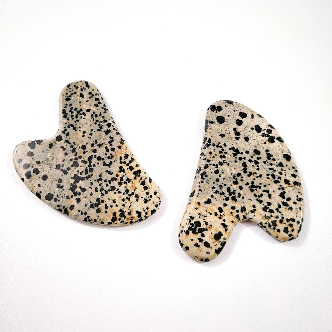 2026 Crystal Crafts Highest Quality Natural Gua Sha Dalmatian Jasper Face Board Tool Pink Heart Shaped