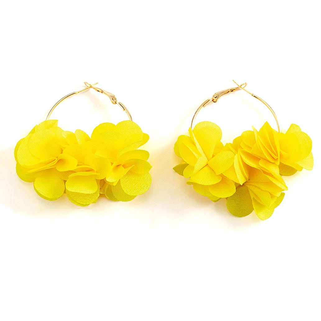 2023 Factory Beautiful Vacation Accessories Colorful Tassel Fabric Earrings Elegant Rose Flower Earrings Gifts for Women Girls