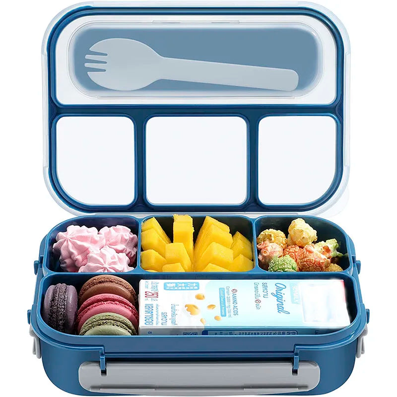 1300ml-4 Compartments Toddler Kids Adults Large Salad Plastic Lunch Bento Box for School