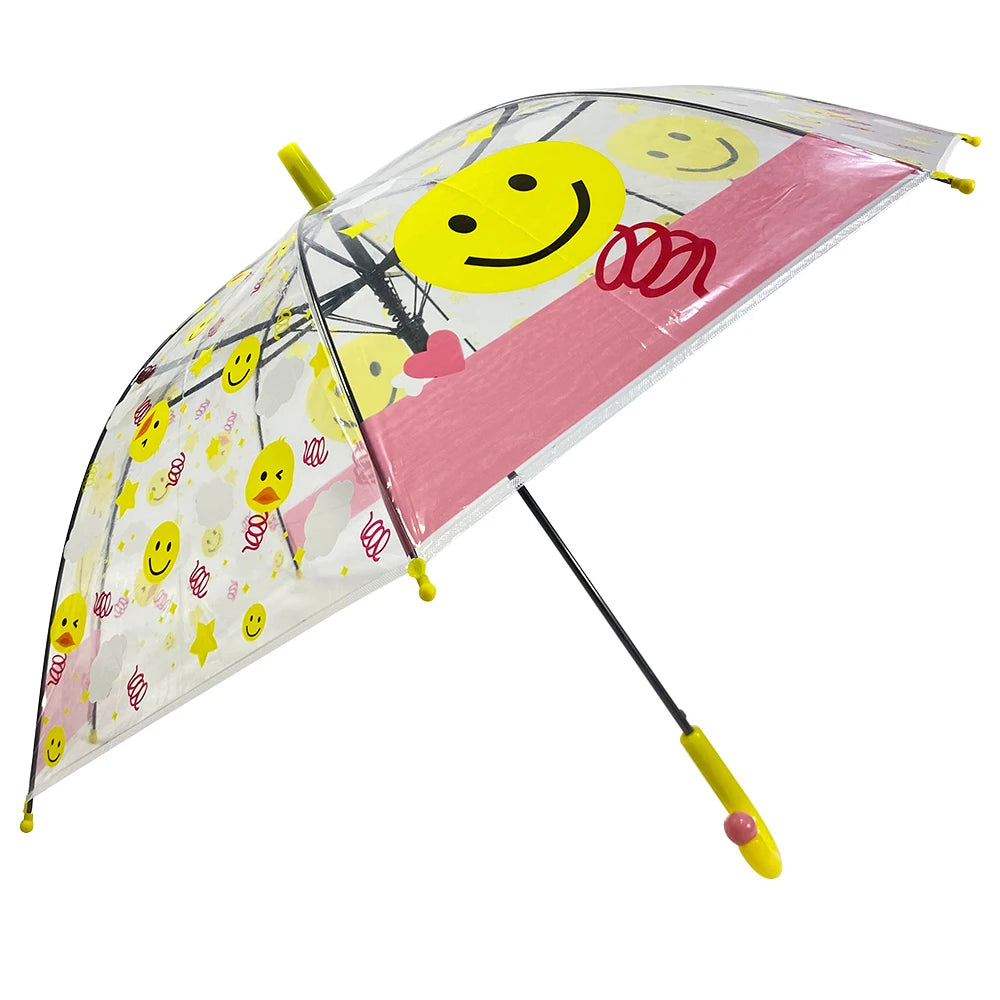 OVIDA 19 "8 Straight Auto Open Customized Logo Printing Kids Umbrella Beauty Smiling Face Printing Rainproof Children Umbrella