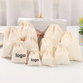 Linna Customized Logo 9*12cm Cotton Jewelry Pouches Recyclable Drawstring Garment Bags with Low MOQ for Candles