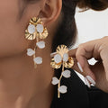 2025 New Style Gold Plated Oil Drip Flower Drop Earrings for Women Fashion Jewelry Accessories for Parties and Gifts