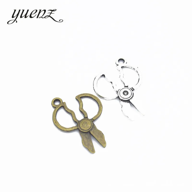 YuenZ Alloy Bronze Tibetan Silver Plated Scissors Charms Pendant Jewelry Making Accessories DIY Crafts 27*19mm J211
