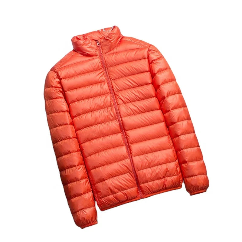 Hot Selling Casual Ultra-Light Duck Winter Jacket for Men Plus Size Crocheted Closure Zipper Breathable Nylon Cow Skin Leather