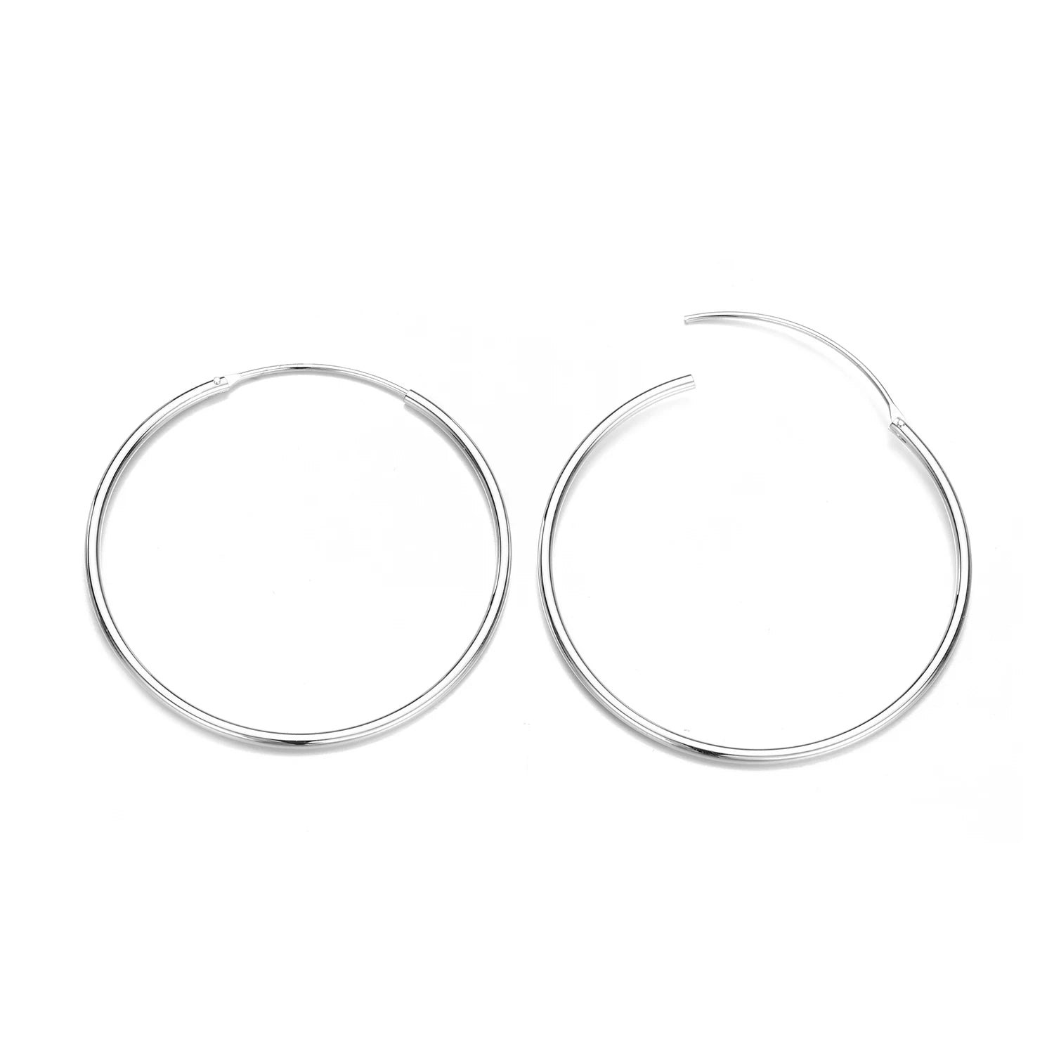 ChiHang Fashion Simple Jewelry 316L Stainless Steel 14K Gold Plated Round 30mm Smooth Clip-on Trendy Earrings Unisex Anniversary