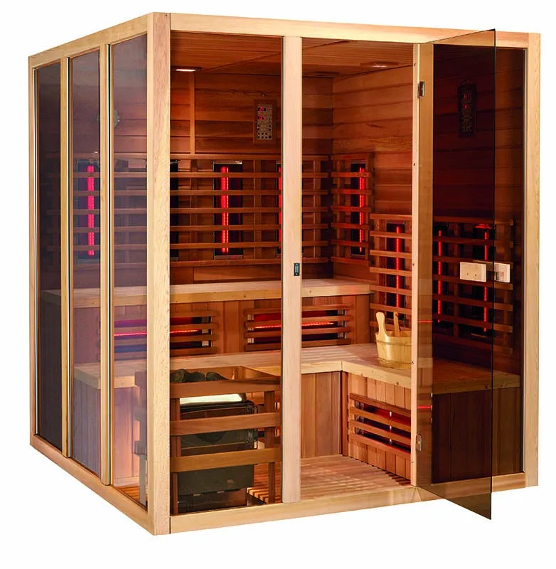 Home Use Combination Sauna Infrared and Steam System with Double Bench