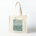 Large Custom Printed White Cotton Canvas Tote Bag with Pocket and Zipper Convenient Shopping Bags