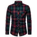 RNSHANGER Autumn Male Stripe Casual Shirts Mens Flannel Plaid Shirt Daily Men Slim Business Office Checkered Long Sleeve Shirts