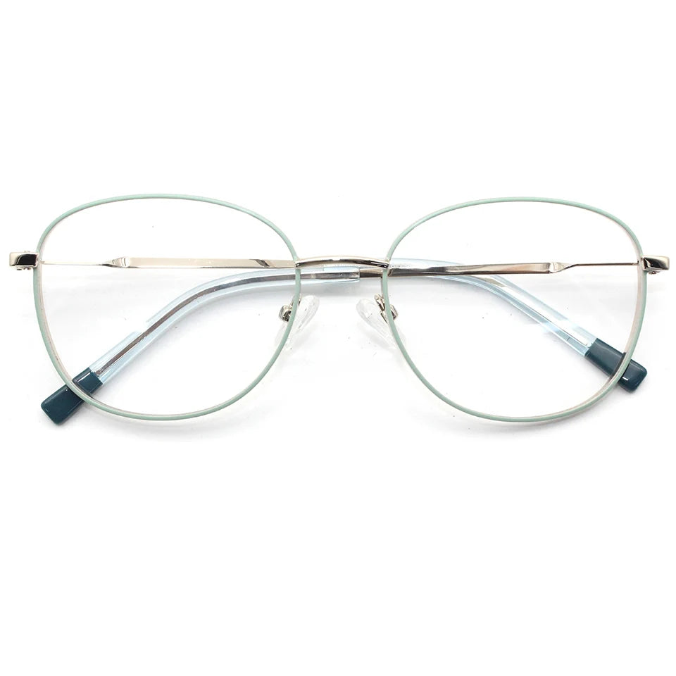 Original Unisex Blue Black Optical Eyeglasses Frames Men's Stainless Steel Stylish Oval Design Solid Durable Reading Daily Wear