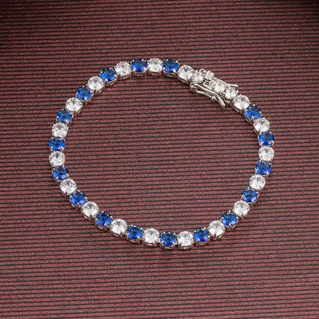 925 Sterling Silver Alternating AAA Cubic Zirconia Tennis Bracelet